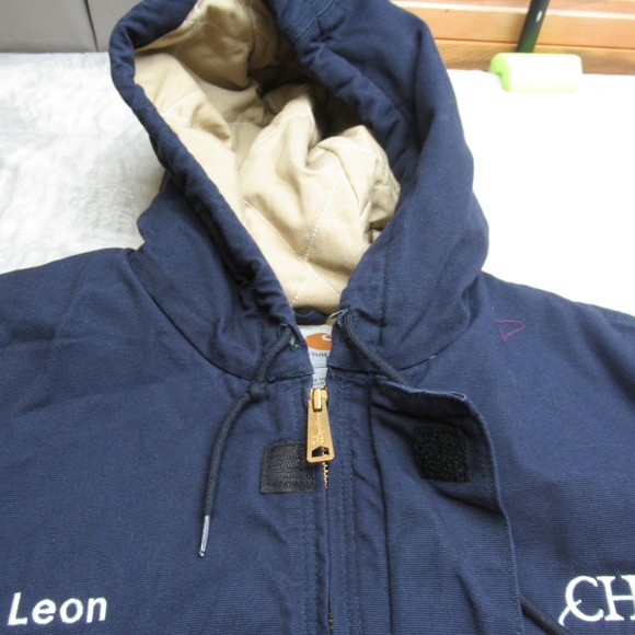 Carhartt FR Active Jacket Men XL Blue Midweight Line Canvas Hood Flame Resistant - Picture 10 of 14